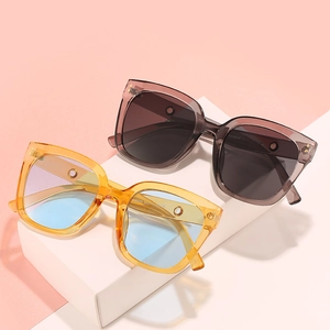 Fashionable oversized square sunglasses in translucent orange and purple with KD9803R model