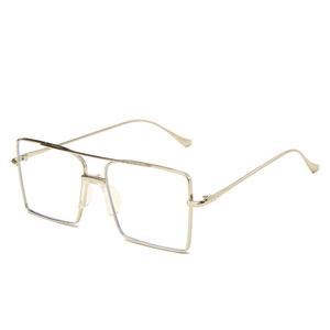 Monture de lunettes carrée en métal doré à double pont pour hommes et femmes, vue à 45 degrés