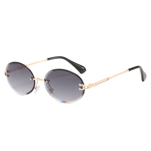 Vintage Rimless Oval Sunglasses Metal Frame UV400 Protection Luxury Retro Small Frame Fashion Eyewear For Women Men