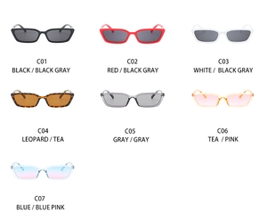 Vue détaillée de lunettes de soleil œil de chat rétro en sept coloris de monture