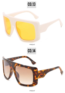 Front view of oversized square sunglasses in cream and tortoise shell finishes