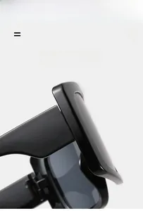 Detail view of large frame sunglasses showing lightweight and super elastic hinge