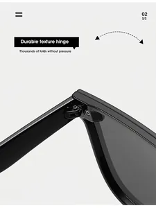 Details des robusten Scharniers der schwarzen Übergroßen-Sonnenbrille mit Verstärkung