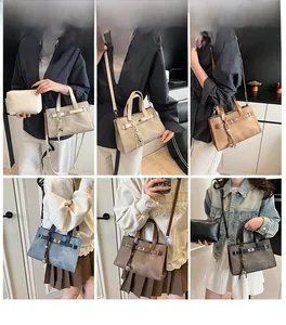 Collage of chic tote bags in six colors showing versatile hand-carry and crossbody styles