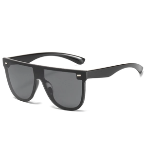 Damen Oversize Flat Top Sonnenbrille Mode Einteilige Verlaufslinsen UV400 Schutz Quadratische Niete Shield Brille