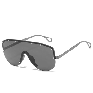 Lunettes De Soleil Shield Surdimensionnées Décor Rivets Monture Métal Protection UV400 Tendance Rétro Monobloc Femmes Hommes