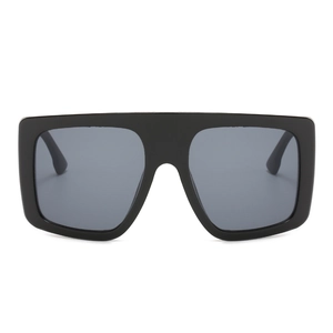 Fashionable oversized rectangular sunglasses with thick black frame and dark lenses