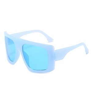Trendy large frame square sunglasses for women with light blue lenses in a modern style