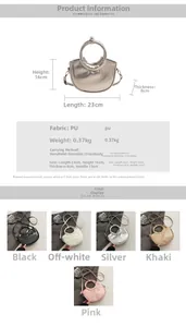 Detailed size chart and multi-color options for the stylish PU leather saddle bag
