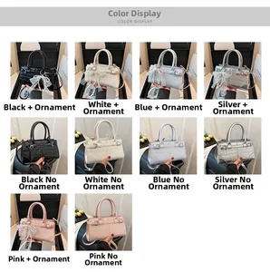 Collage of leather tote bags with stone pattern and pearls in multiple colors