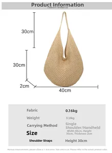Size chart for hollow beach tote bag showing 40cm width and 30cm shoulder drop