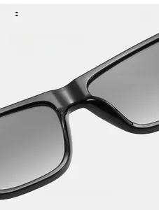 Detail view of integrated high nose pads on stylish black square sunglasses for comfort