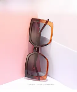 Detail der Sonnenbrille mit Schildpatt-Textur und luxuriösem Hohlkettendesign am Bügel