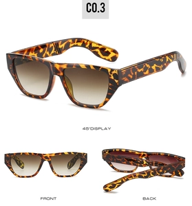 Tortoiseshell square sunglasses with brown gradient lenses shown from multiple angles