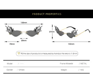 Spécifications de taille pour lunettes de soleil flamme sans monture en métal