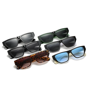 Modern rectangle sunglasses set in multiple colors with retro wide frame design