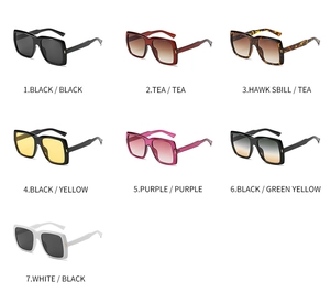 Détail de plusieurs coloris pour lunettes de soleil carrées avec charnière dorée