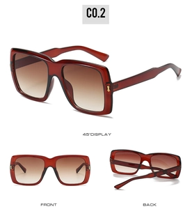 Vues multiples de lunettes de soleil carrées avec monture bordeaux et verres dégradés