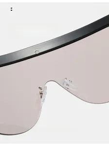 Close-up of comfortable silicone nose pads on oversized shield fashion sunglasses