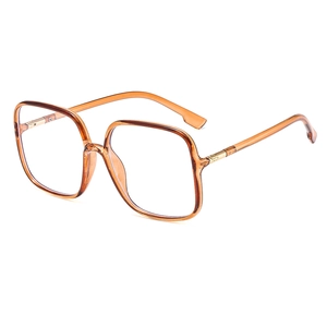 Fashionable square amber translucent glasses frame for women with blue light blocking lens