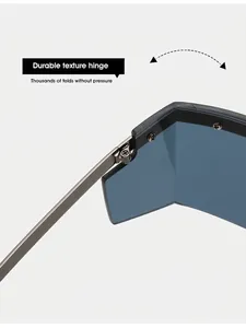Vue macro de la charnière texturée et de la monture large de lunettes de soleil tendance