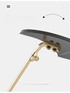 Macro detail of a durable gold metal hinge on sleek bat-shaped Halloween sunglasses