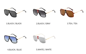 Five styles of oversized pilot sunglasses with thick frames and red-white bridge stripe