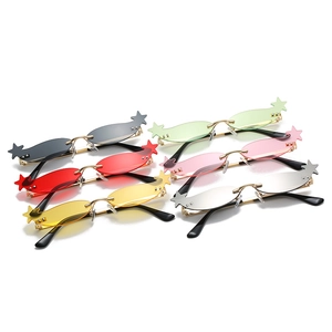 Chic rimless star sunglasses in multiple colors with gold metal frames for parties