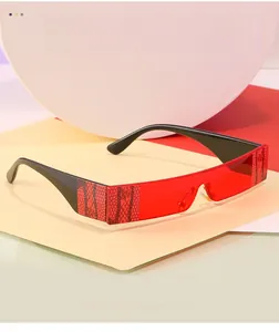 Detailed macro view of wide black temples with luxury red snakeskin pattern texture