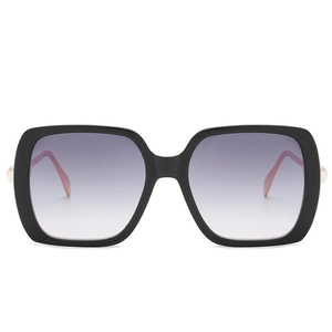 Fashionable oversized square sunglasses with purple gradient lenses and pearl accents