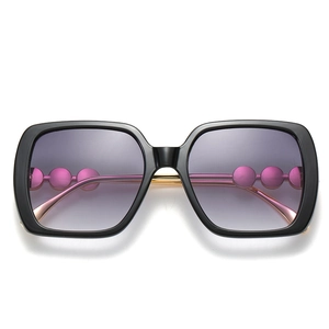 Women's oversized square sunglasses with purple gradient lenses and pearl metal temples