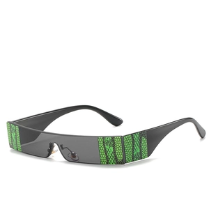 Retro Rectangle Rimless Sunglasses Snake Print PC Frame UV400 Protection Fashion Eyewear For Women Men