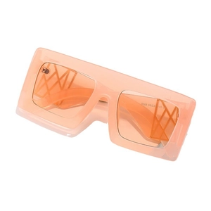 Oversized peach orange rectangular sunglasses with thick translucent frames and tinted lenses