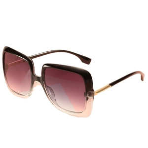 Retro oversized square sunglasses with gradient lenses and gold accents on a white background