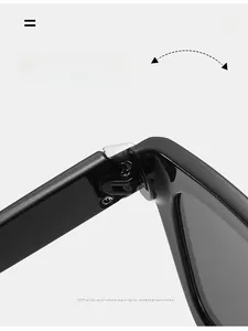 Macro view of durable texture hinges with metal screws on square frame sunglasses