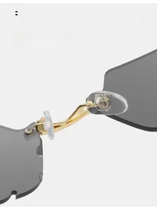 Détails des plaquettes de nez en silicone sur lunettes de soleil hip hop sans monture