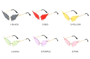 Grid display of rimless lightning sunglasses in six vibrant gradient colors with gold temples