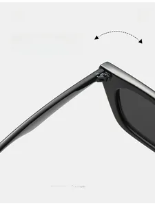Detail of durable reinforced metal hinges on black cat eye sunglasses for long lasting use