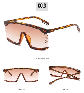 Drei-Winkel-Ansicht der Oversized-Schildpatt-Sonnenbrille mit braunem Farbverlauf