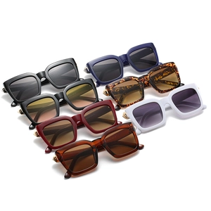 Classic square frame sunglasses in multiple colors with gold metal hinge details