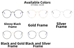 Retro metal round eyeglass frames in black, gold, and silver color variations