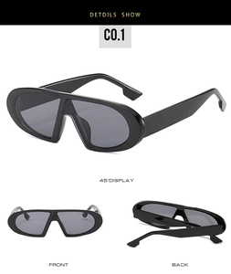 Détails des angles avant, arrière et 45 degrés de lunettes de soleil noires Y2K