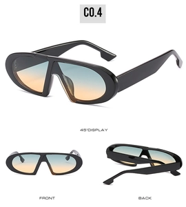 Vues détaillées de lunettes de soleil noires rectangulaires avec verres dégradés style Y2K