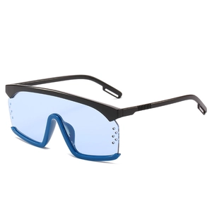 Modische Übergroße Sport-Sonnenbrille mit blau-schwarzem Rahmen für Strand und Freizeit