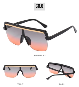 Front, back and 45-degree angle views of oversized square gradient sunglasses