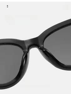 Close-up of comfortable integrated nose pads on black cat-eye sunglasses for women