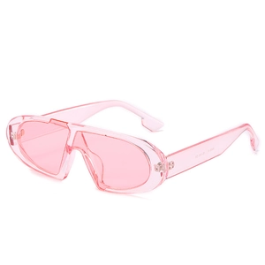 Lunettes de soleil ovales transparentes roses avec design enveloppant vue à 45 degrés