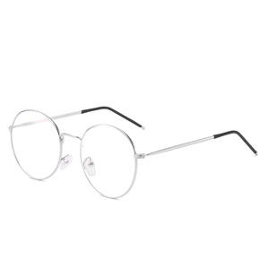 Classic silver metal round glasses frame with vintage minimalist style for women