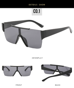 Detail view showing front and back angles of square oversized gradient sunglasses