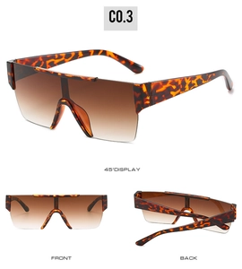 Three-way view of oversized tortoiseshell frame sunglasses with gradient brown lenses